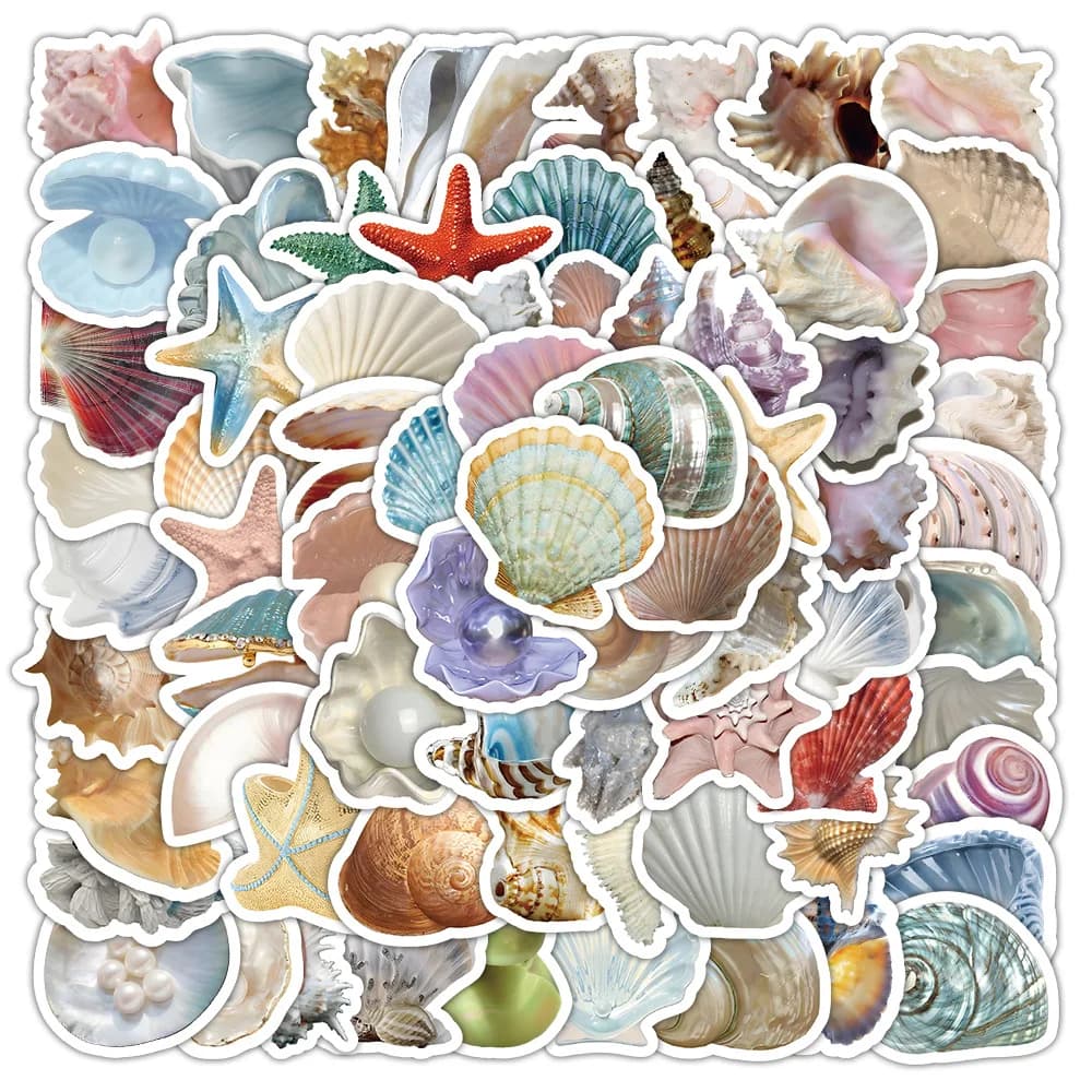 10/50/100pcs Cute Shell Stickers Aesthetic Colorful Conch Decals DIY Notebook Laptop Suitcase Phone Fridge Bike Kids Toys Gifts