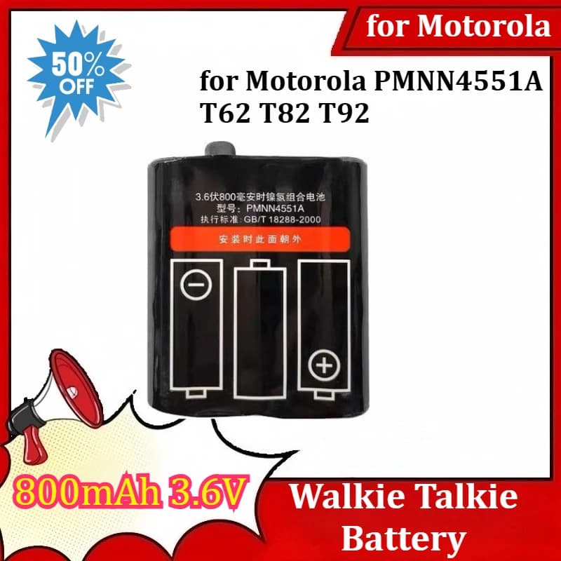 Una batteria NUOVA da 800mAh 3.6V per Motorola PMNN4551A T62 T82 T92 Walkie talkie