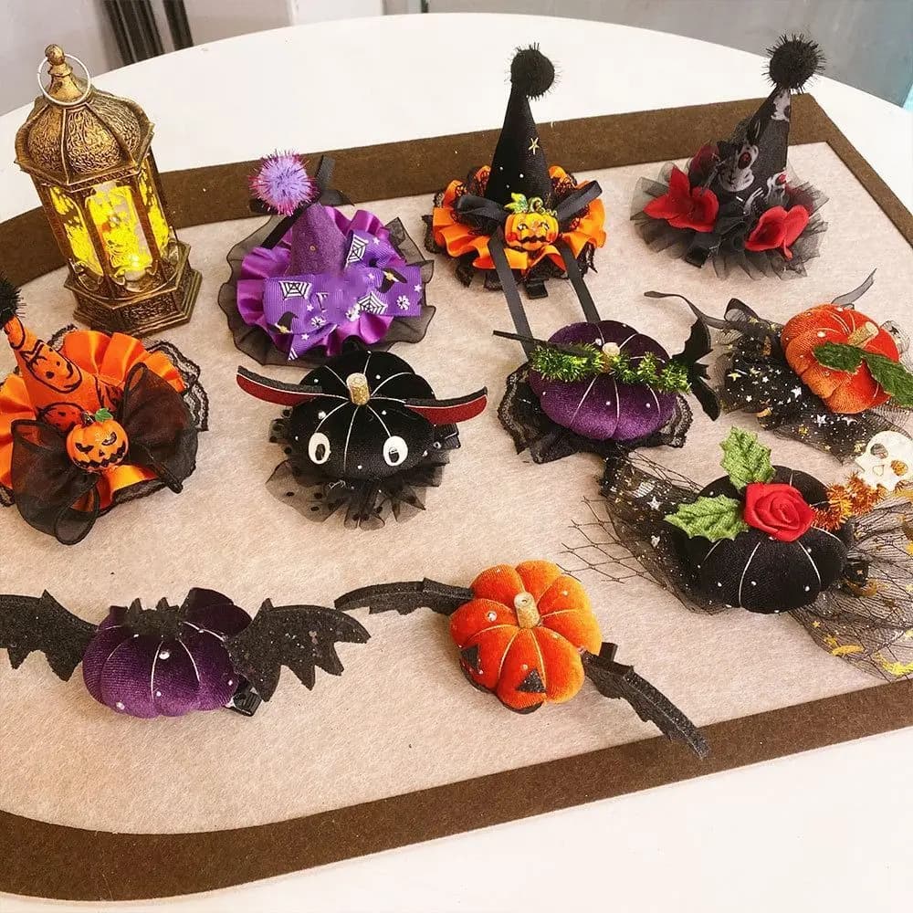 Fashion Bow Halloween Hair Clip Ghost Y2K Pumpkin Hair Clips Gothic Style Punk Cosplay Props Headwear Girl