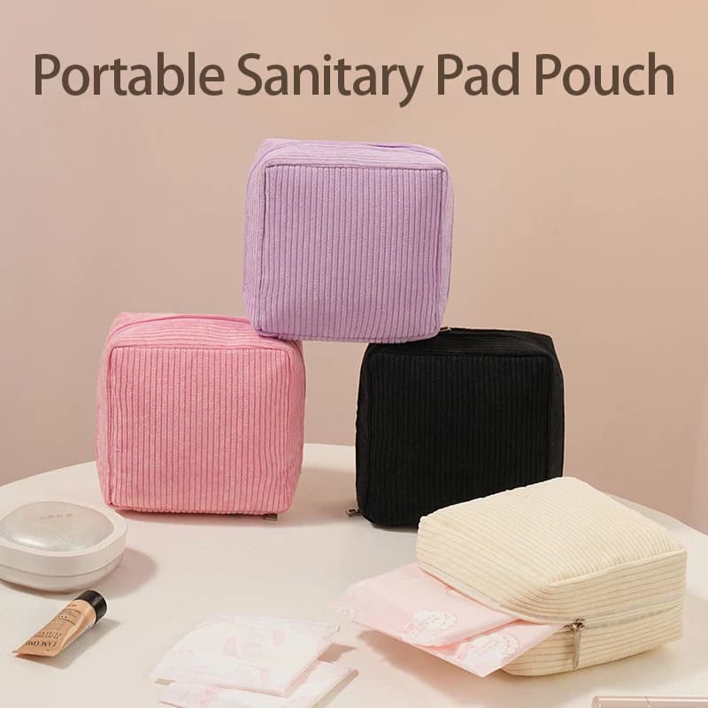 Cute Portable Sanitary Napkin Storage Pouch Multifunctional Mini Zipper Bag For Women Cosmetics Lipstick Makeup Toiletries Data Cable Small Accessories Daily Travel Organizer Case