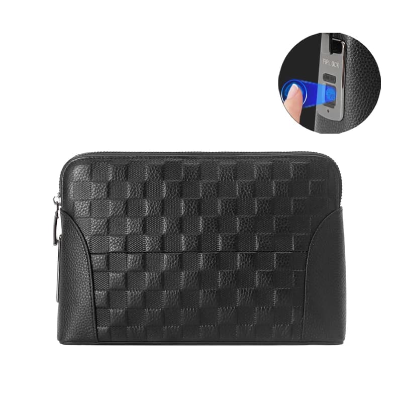 Fingerprint Lock Handbag Security For Man or Lady`s Wallet Anti-Theft Clutch Bag