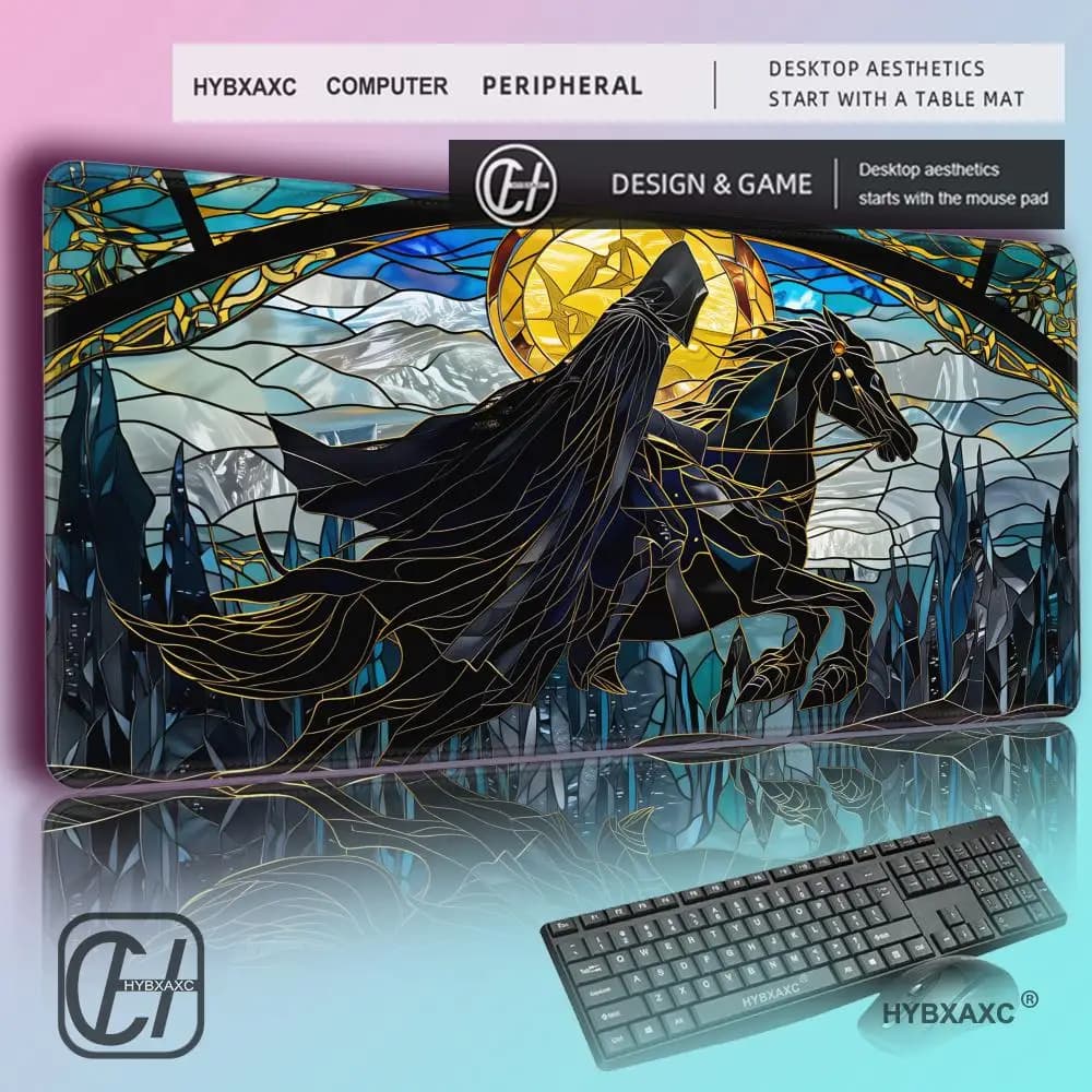 HYBXAXC Tappetino per mouse Ghost Knight in vetro colorato, tappetino da scrivania, tappetino da gioco, accessori per giocatori, tappetini per tastiera con base in gomma antiscivolo