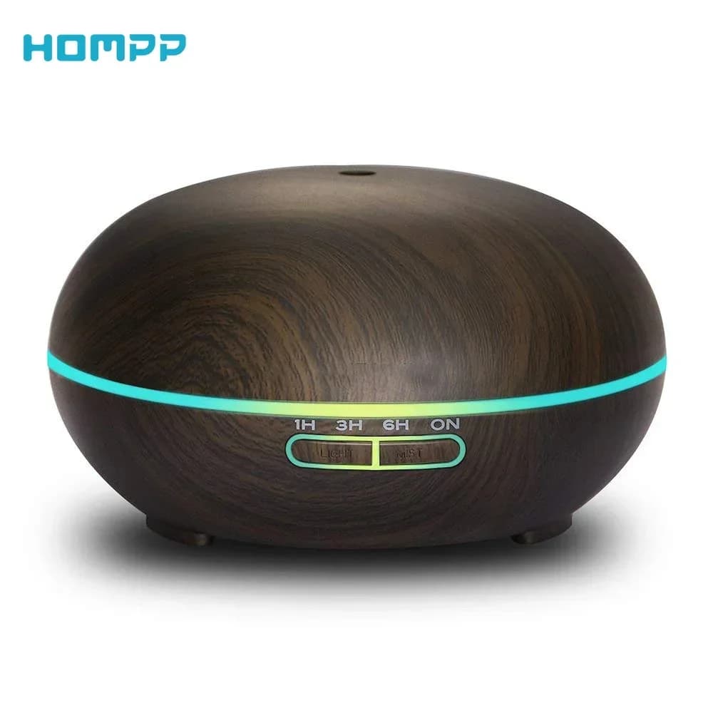 Diffusore di aromi Aromaterapia Umidificatore ad ultrasuoni Grano di legno 14 colori Luce Spegnimento automatico per Home Yoga Office SPA 300ml