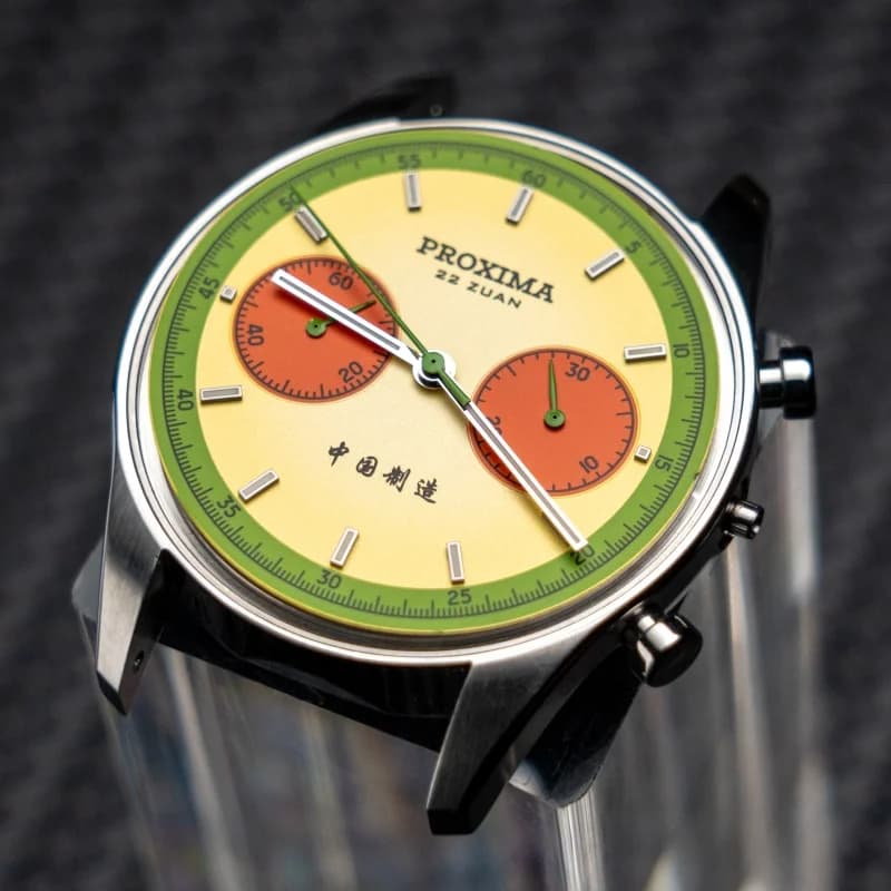 Proxima Men's Watch Chronograph 39MM Panda Manual winding mechanical wristwatch 10ATM Waterproof sapphire ST1902 Dial with fruit