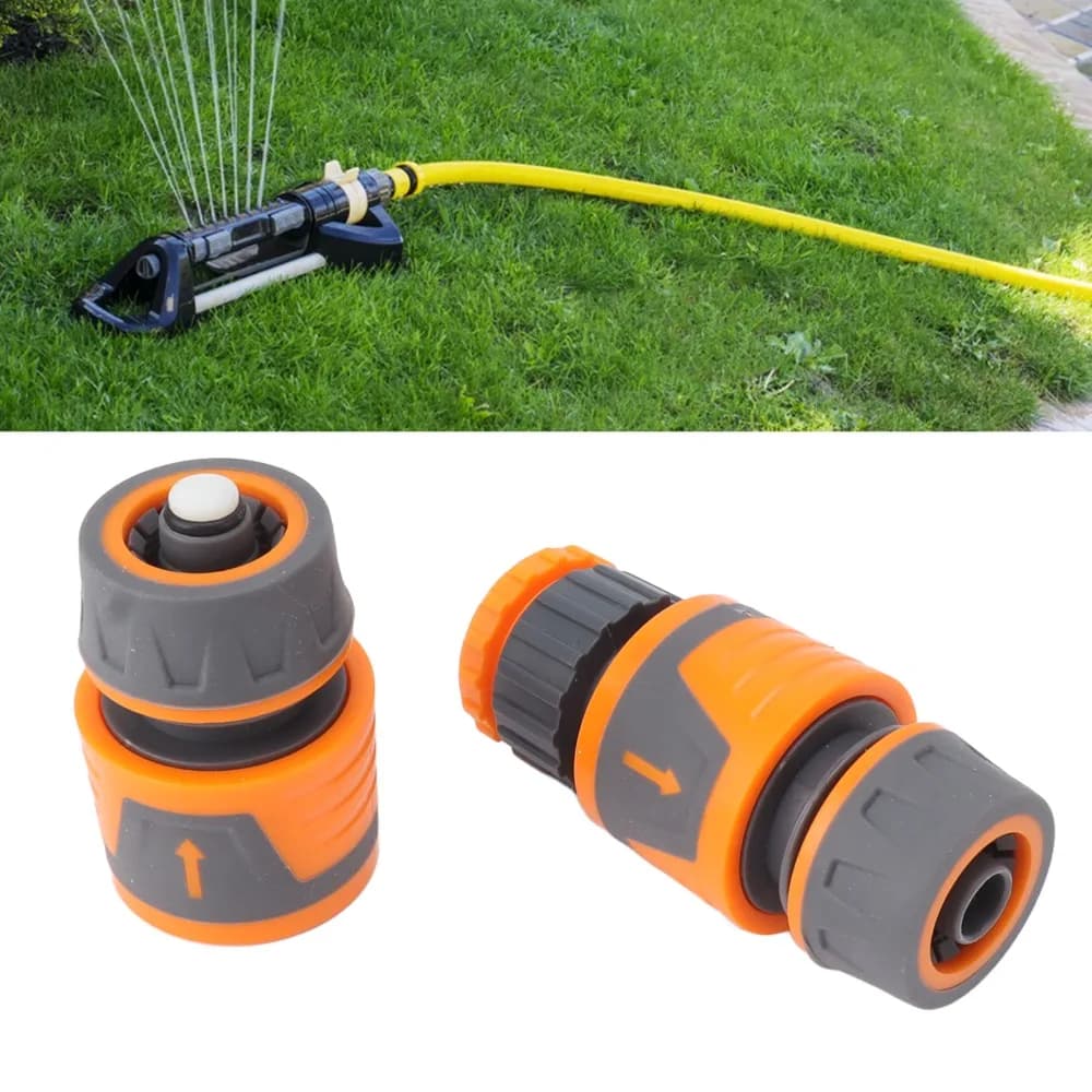 Kit di 3 Connettori per Tubo da Giardino Grigio e Arancione, Guscio in ABS con Rivestimento TPR, Raccordi Rapidi per Tubi da 1/2 Pollice