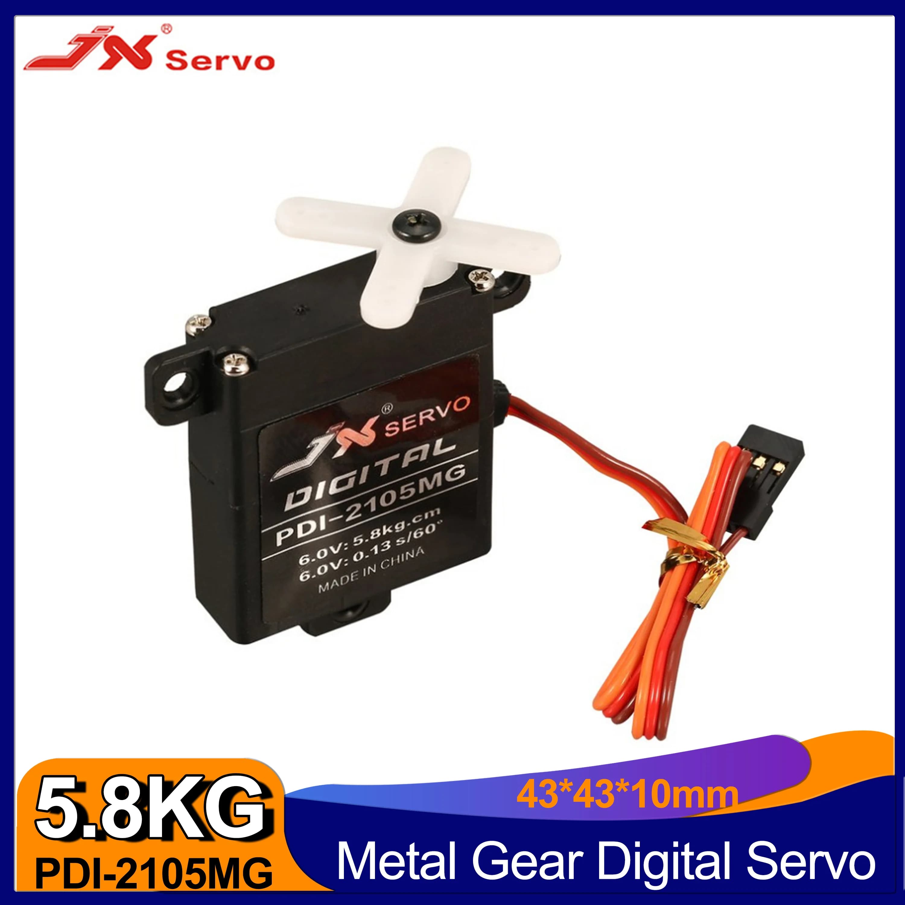 JX 5.8KG Torque PDI-2105MG Metal Gear Mini Micro Servo Servo digitale RC per Robot elicottero aereo ad ala fissa