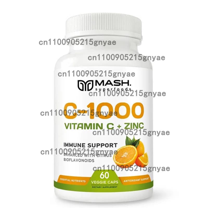 Vitamin C 1000mg Food Supplement with Zinc 20mg | Non-GMO and gluten-free, vegan