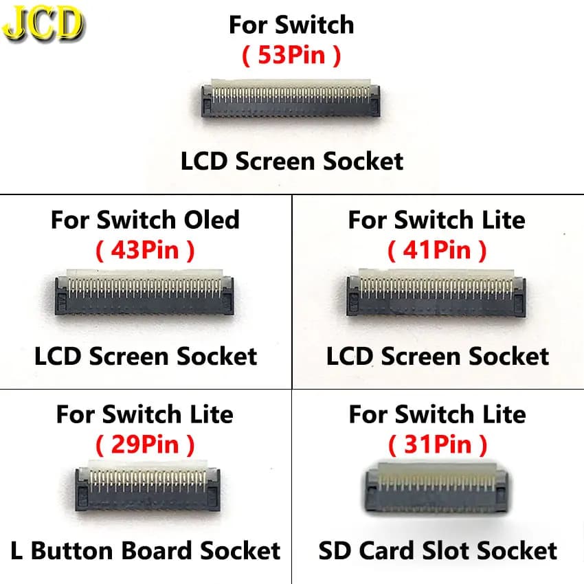 JCD 29/31/41/43/53 Pin FPC Presa Femmina Scheda Madre Display LCD Schermo Cavo Della Flessione Clip Connettore A Nastro Per Switch NS Lite OLED
