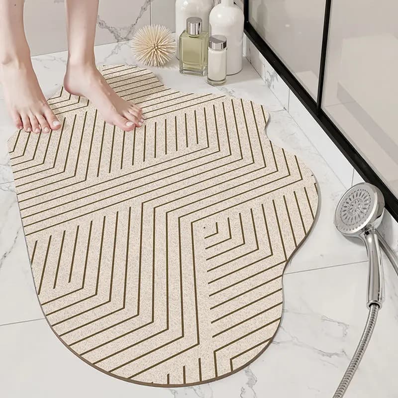 Tappetino da bagno moderno con anello in filo metallico, resistente alla polvere, antiscivolo, impermeabile, facile da pulire per il pavimento del bagno