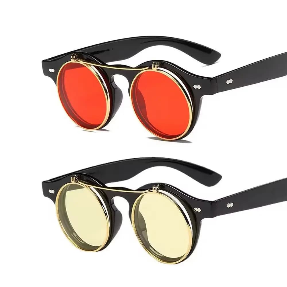 Occhiali da sole con montatura rotonda Flip Cover accessori da viaggio occhiali da sole da esterno a doppio strato occhiali da guida protettivi dal sole