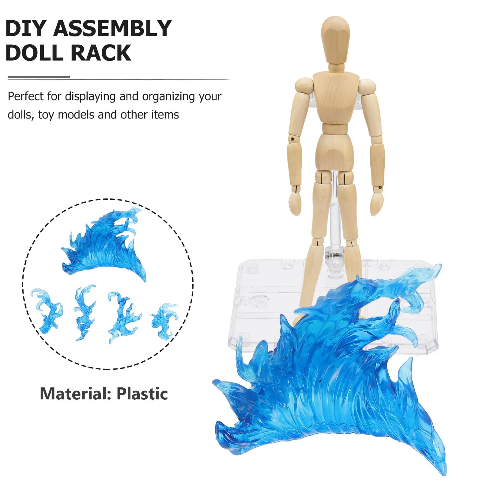 Set di Supporti per Action Figure con Effetto Fiamma, Espositore in Plastica Premium Fai-da-Te, Base Piatta Stabile per Action Figure