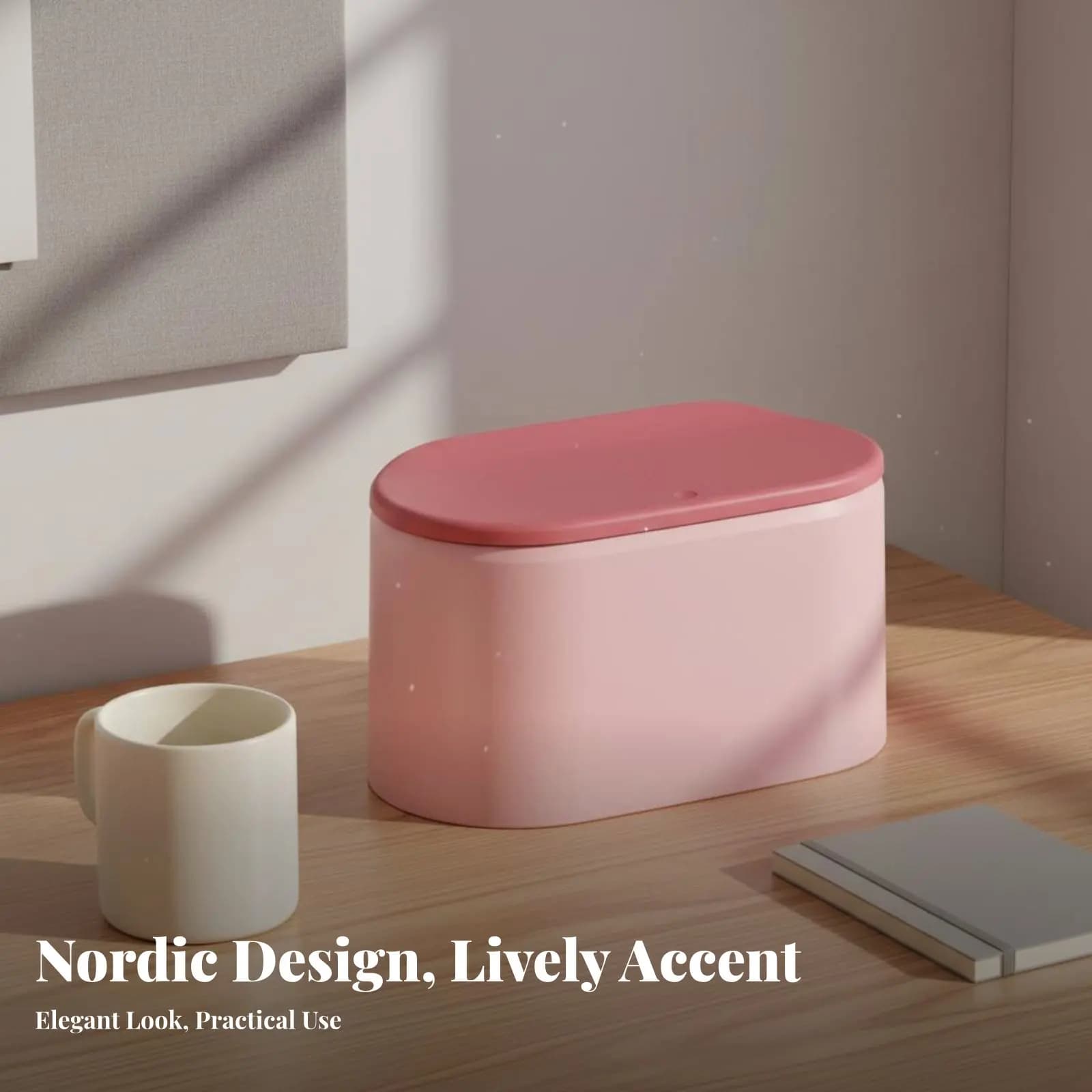 Mini cestino per rifiuti con coperchio, design a colori a contrasto, mini cestino da scrivania, facile da pulire, blocca gli odori