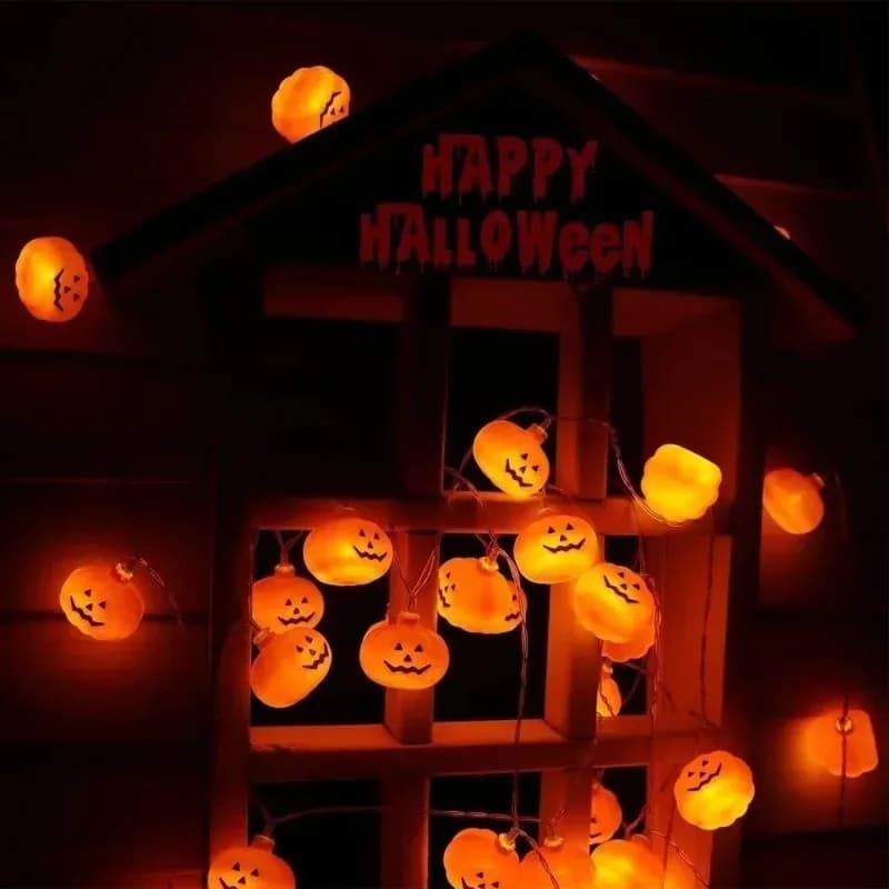 Pumpkin Shape LED String Lights Halloween Battery Powered Fairy Lamp for Indoor Party Window Table Decor Holiday Lighting