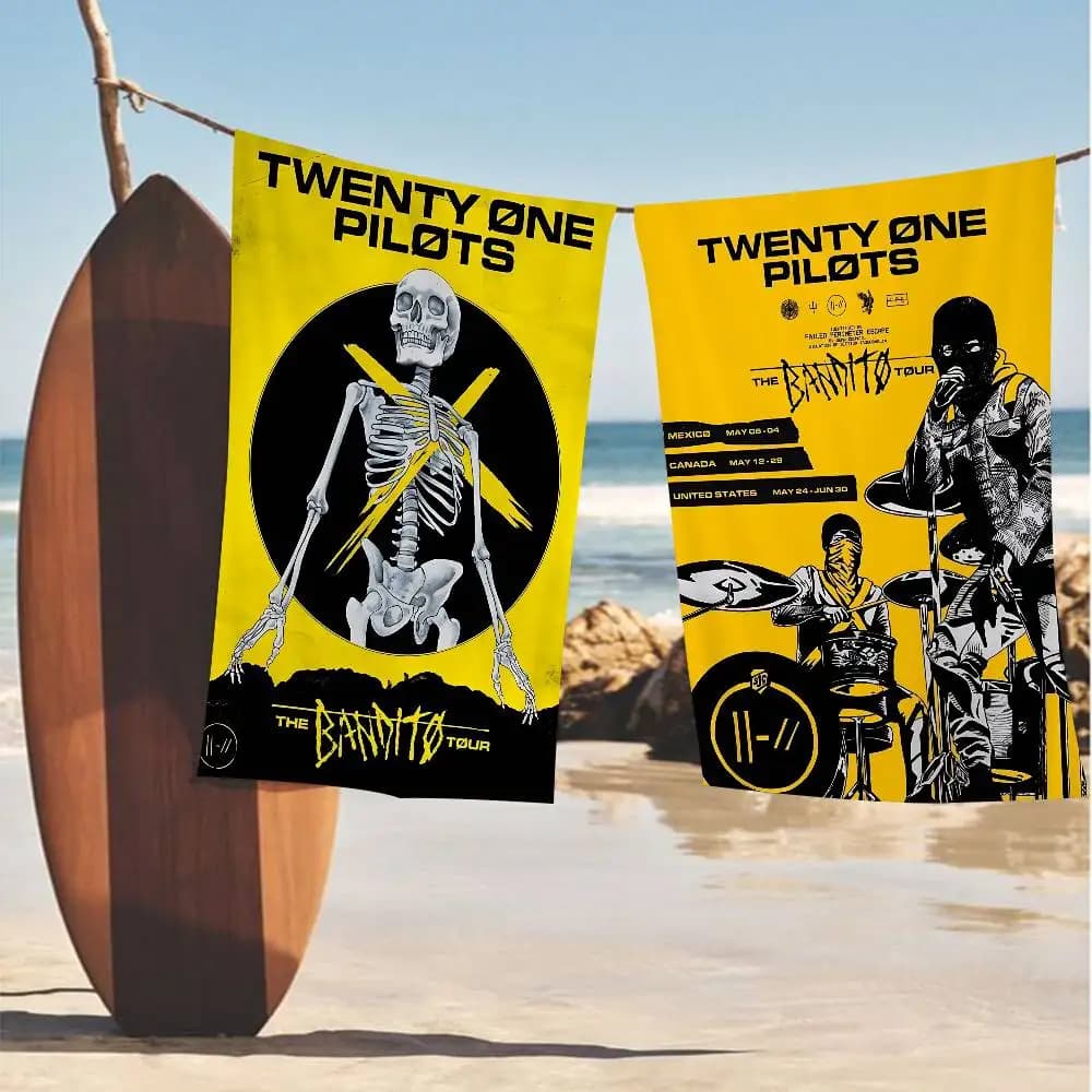 Popolari asciugamani da spiaggia in microfibra T-Twenty One Pilot Band, ad asciugatura rapida, per spiaggia, piscina, viaggi e nuoto.
