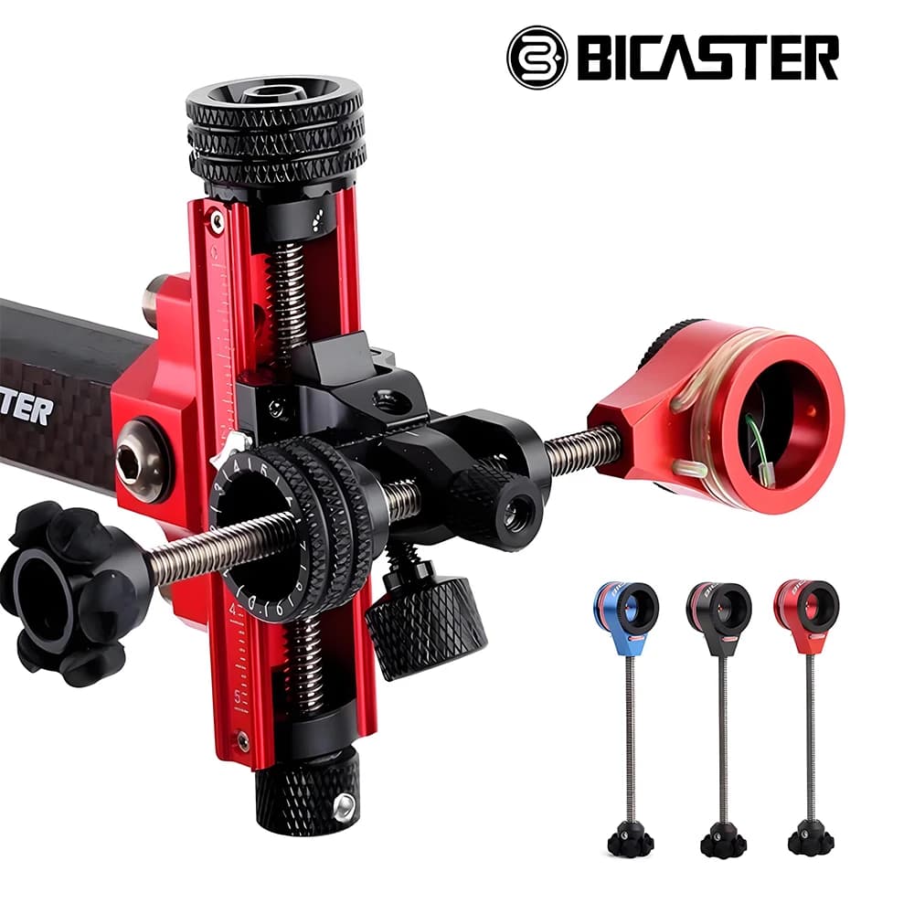 BICASTER Arco Sight Pin Lega di alluminio Fibra ottica Punto rosso Mirando Tiro Competizione Tiro con l'arco Arco ricurvo Accessori