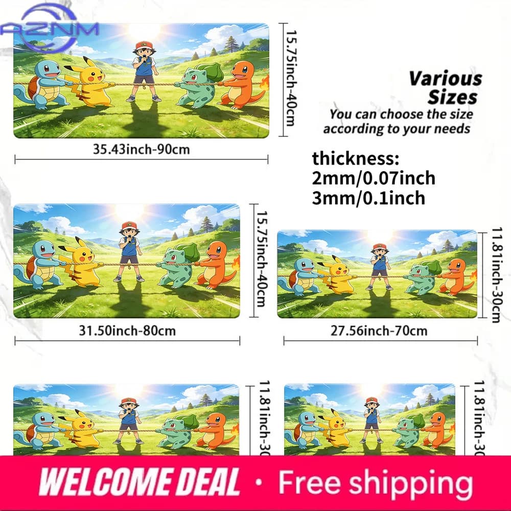 Tappetino da gioco Pokemon Ash & Starters Tug of War, antiscivolo, per carte TCG
