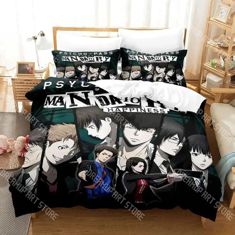 Fashion Psycho Pass Anime Bedding Set Single Twin Full Queen King Size Bed Set Kids Bedroom Duvetcover Sets Bed Sheet Set