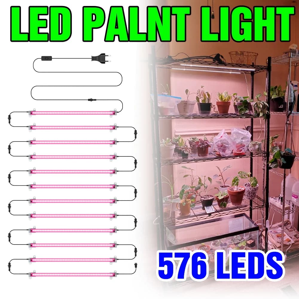 LED Plant Grow Lights Complete spectrum Indoor Hydroponic Crop Seeds Flower Growth Box Vegetable Grow Lamp EU Plug 30/50CM AC220V
