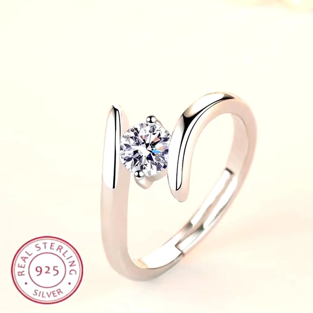 925 Sterling Silver Ring Simple Generous Zircon luxury High Quality For Women Rings Wedding Fine Jewelry Accessories Party Gift
