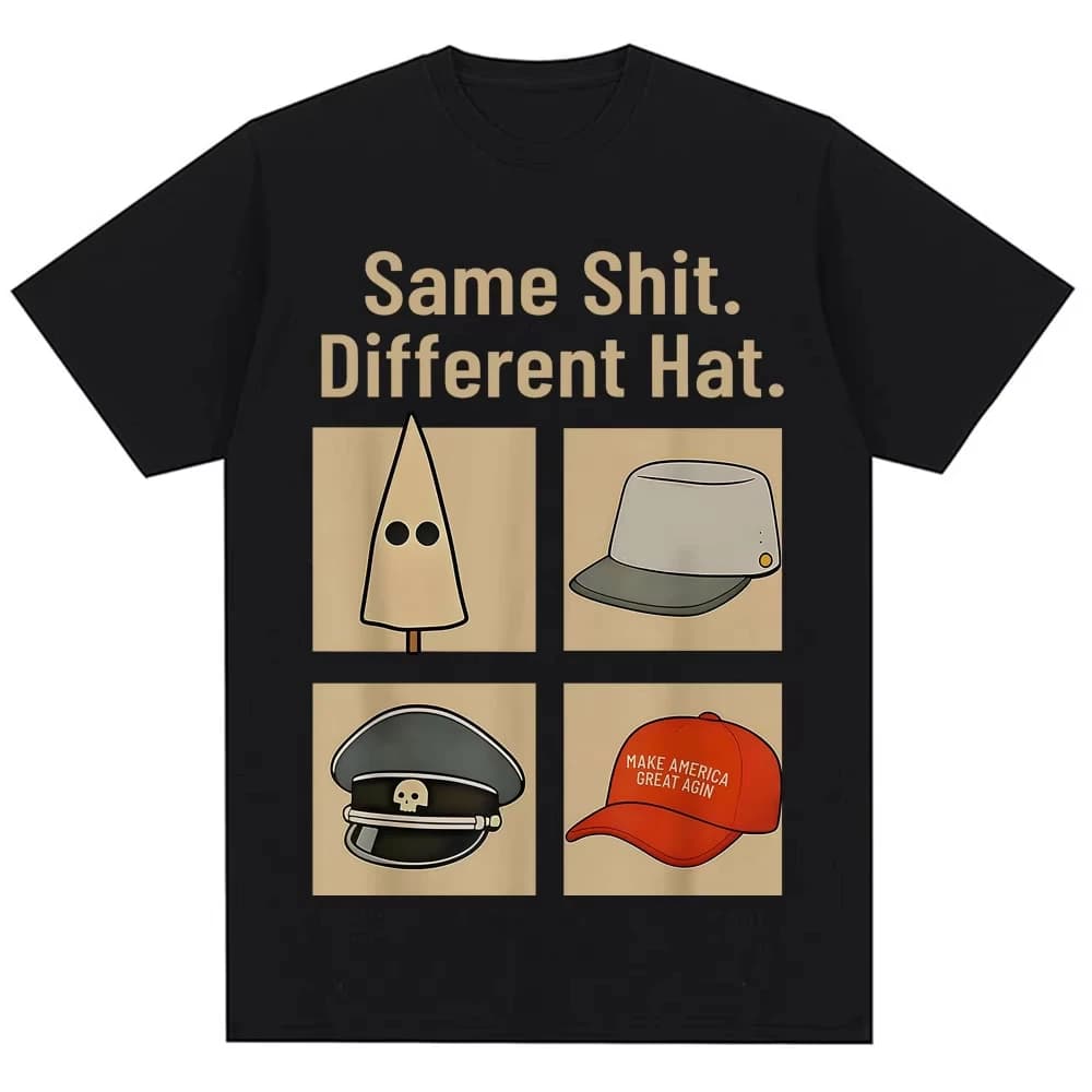 T-shirt con Grafica Meme 'Funny Same Shit Different Hat' per Uomo e Donna, Maglietta Vintage Divertente Oversize 100% Cotone Casual