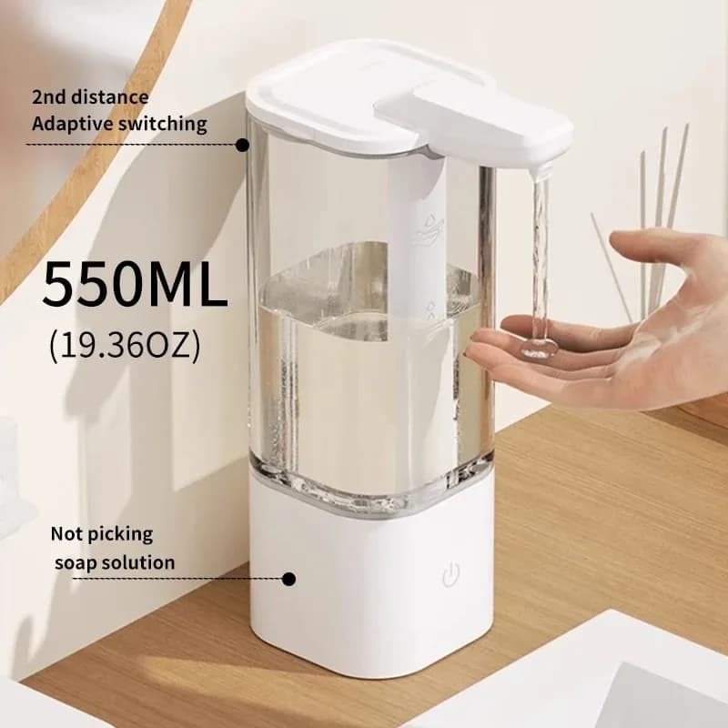 Dispenser Automatico Senza Contatto per Liquidi 490ml Ricaricabile per Sapone Mani, Shampoo, Detergente con Pompa a Sensore per Bagno e Cucina