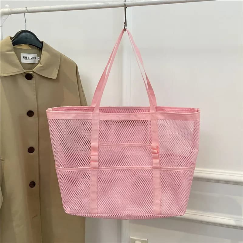 Borsa da bagno da viaggio estiva da viaggio in rete portatile borsa da bagno da viaggio per trucco da donna alla moda borsa da viaggio Organizer Shopper Totes