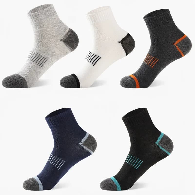 Men's Cotton Socks Casual Breathable Sports High Quality - 5/10/20 Pairs Options Available