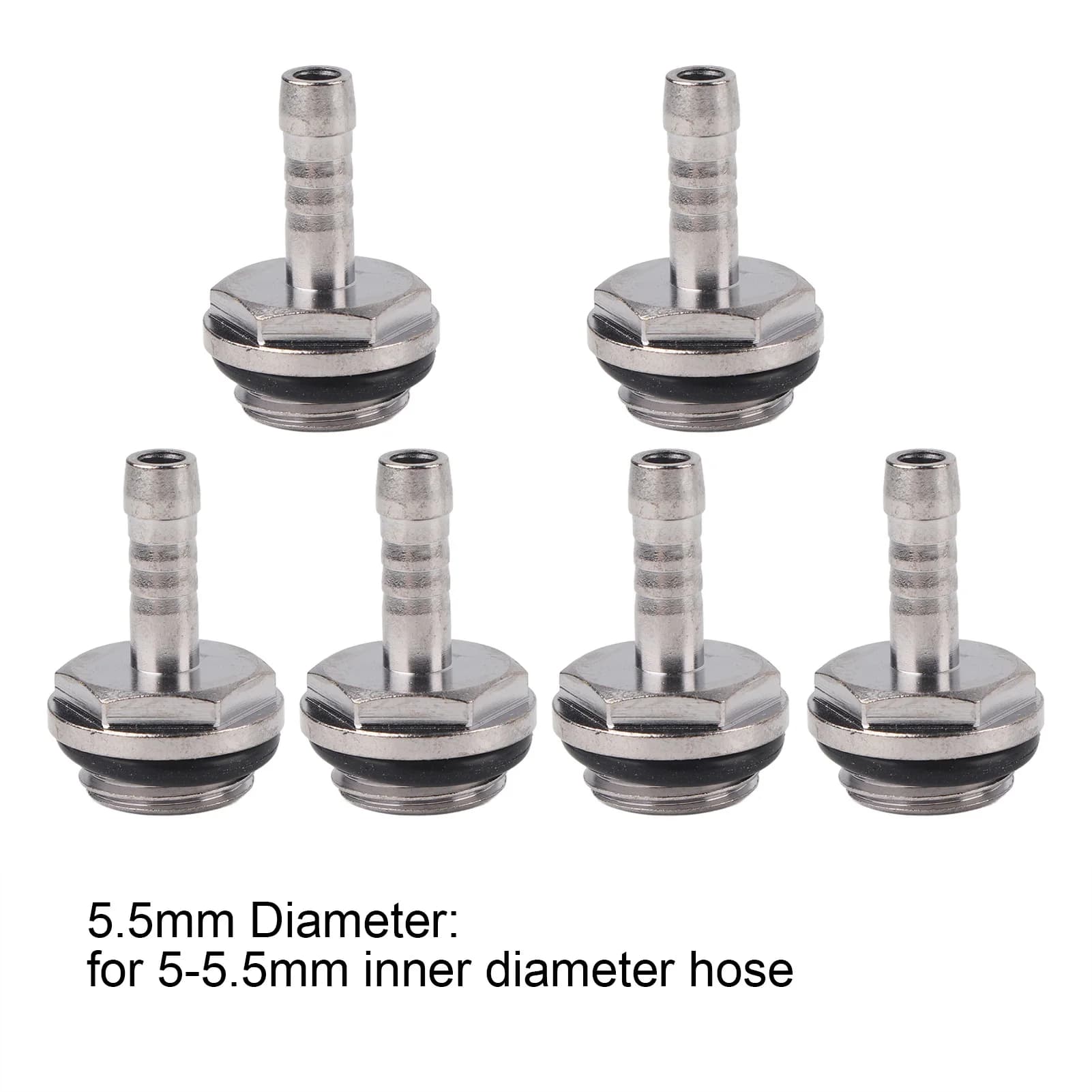 6 PCS PC Water Cooling Two touch Fitting G1/4 Thread Barb Connector for Tube