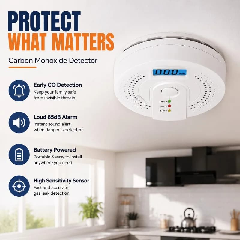 Household Carbon Monoxide Smoke Alarm CO Detector Sensor Dual Function Safety Equipment Monitor Toxic Carbon Monoxide Accessory