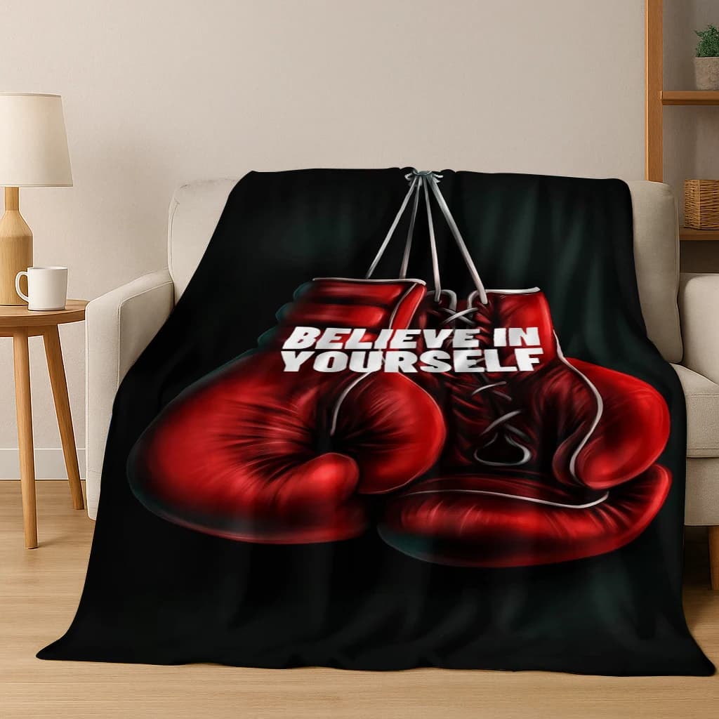 Guantoni da boxe sportivi da boxe Coperta di flanella Coperta morbida e calda per camera da letto Soggiorno Letto Ufficio Viaggi Campeggio Picnic Regalo