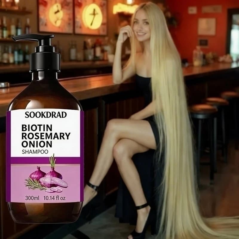 Shampoo alla Biotina, Rosmarino e Cipolla, Sollievo dal Prurito, Riduzione della Forfora, Lenitivo, Uso Quotidiano per Uomini e Donne