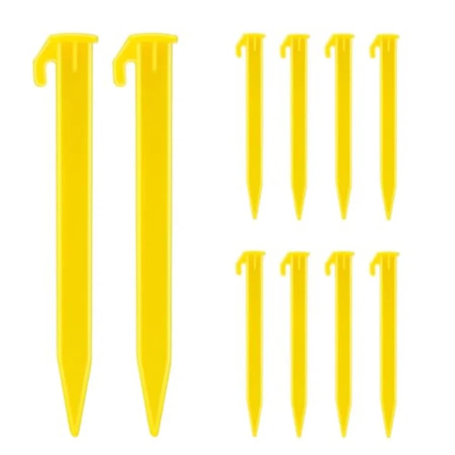 Set di 10 Picchetti in Plastica Resistenti per Tende da Spiaggia, Gazebo, Campeggio, Giardinaggio, Escursionismo, con Gancio a Punta