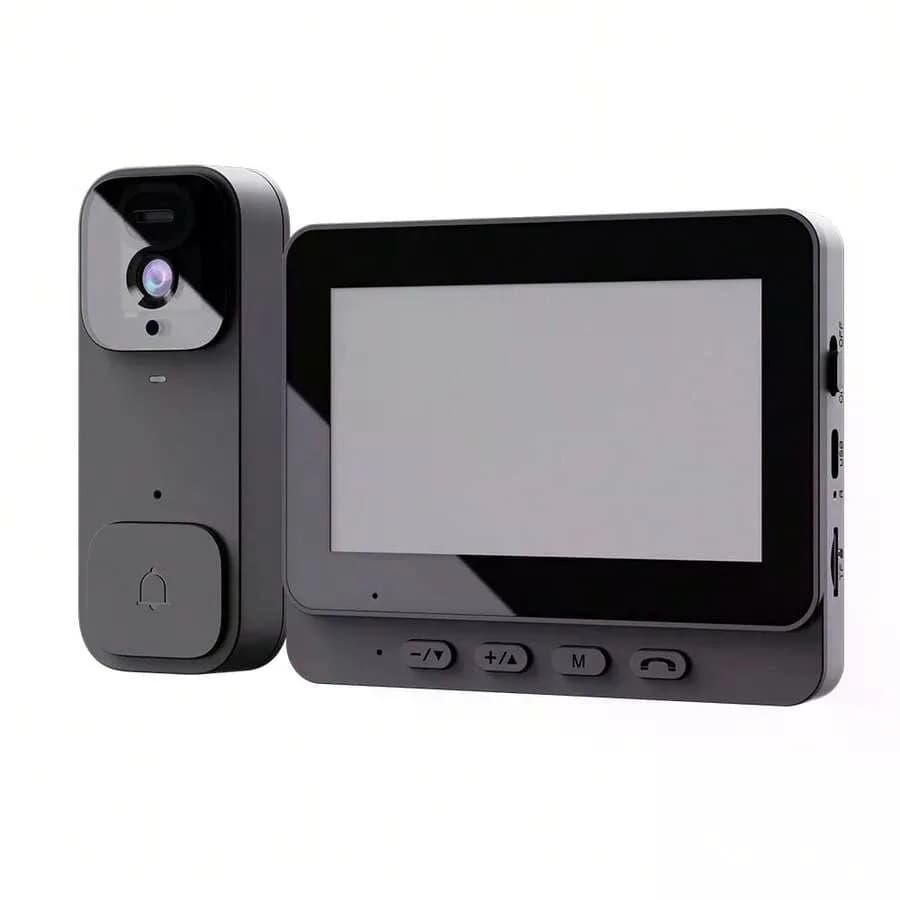 Smart Anti-Theft Door Peephole Monitor Camera, Wireless Home Doorbell, No Plug, No Drilling; (Black)