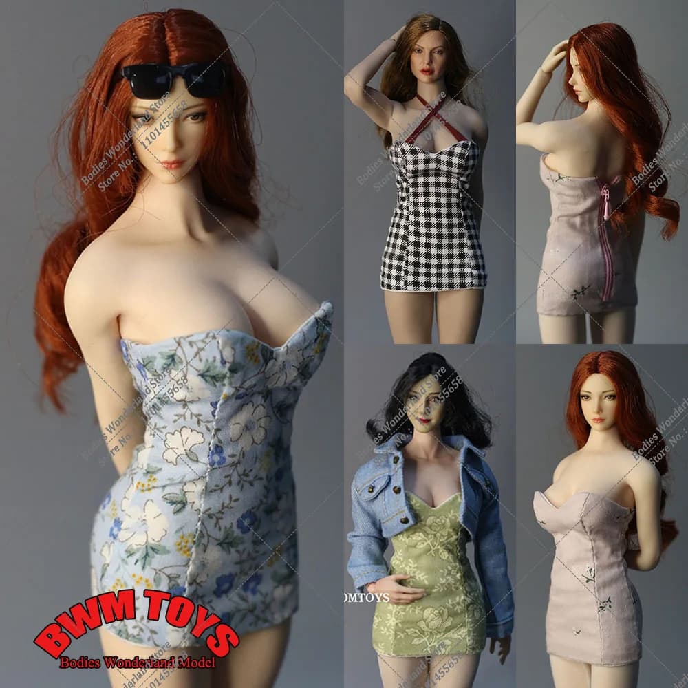 4 colori DMTOYS 1/6 Bilancia da donna Slim Tube Top Hip Dress Stampa Gonna Cheongsam Modello per 12 ''Action Figure Doll