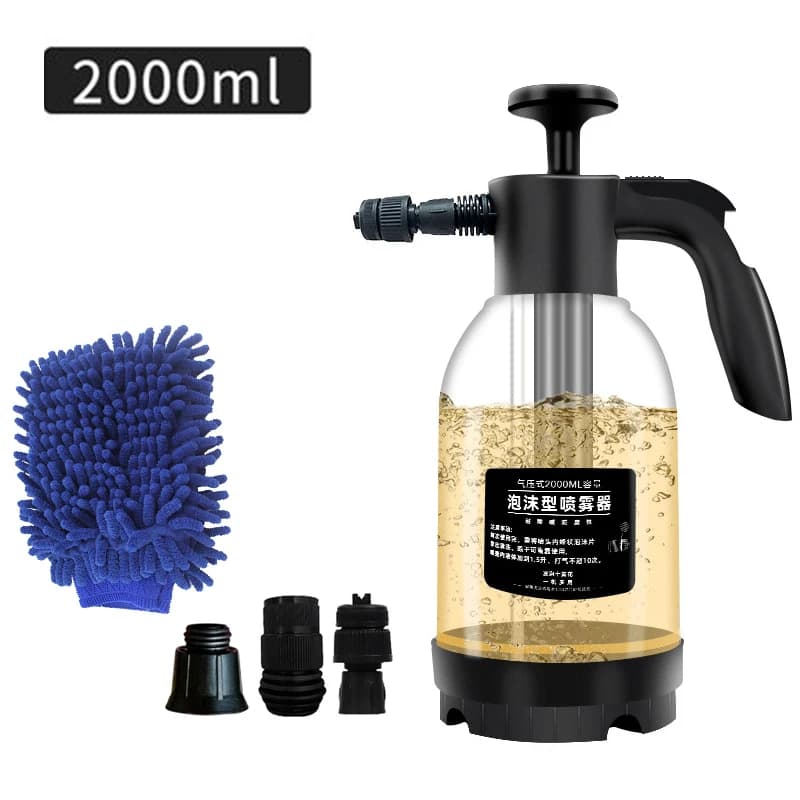 Spruzzatore a schiuma manuale da 2L, cannone a schiuma pneumatico, bottiglia spray per lavaggio auto, pulizia vetri auto, per lavaggio auto e casa