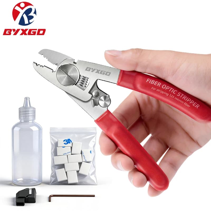 BYXGD Pinze per Fibra Ottica Tutto in Uno, Strumento Integrato per Pulizia e Spellatura, Forbici per Kevlar, Lama in Acciaio Inossidabile ad Alto Tenore di Carbonio, FTTH