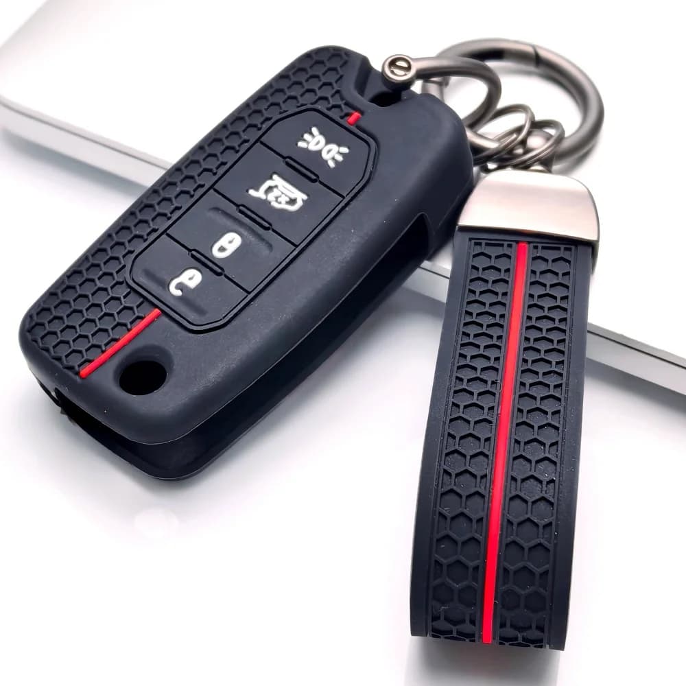 Custodia in silicone per chiave telecomando auto Jeep Cherokee Compass S Renegade Grand Commander, Dodge Journey Challenger Jcuv Charger