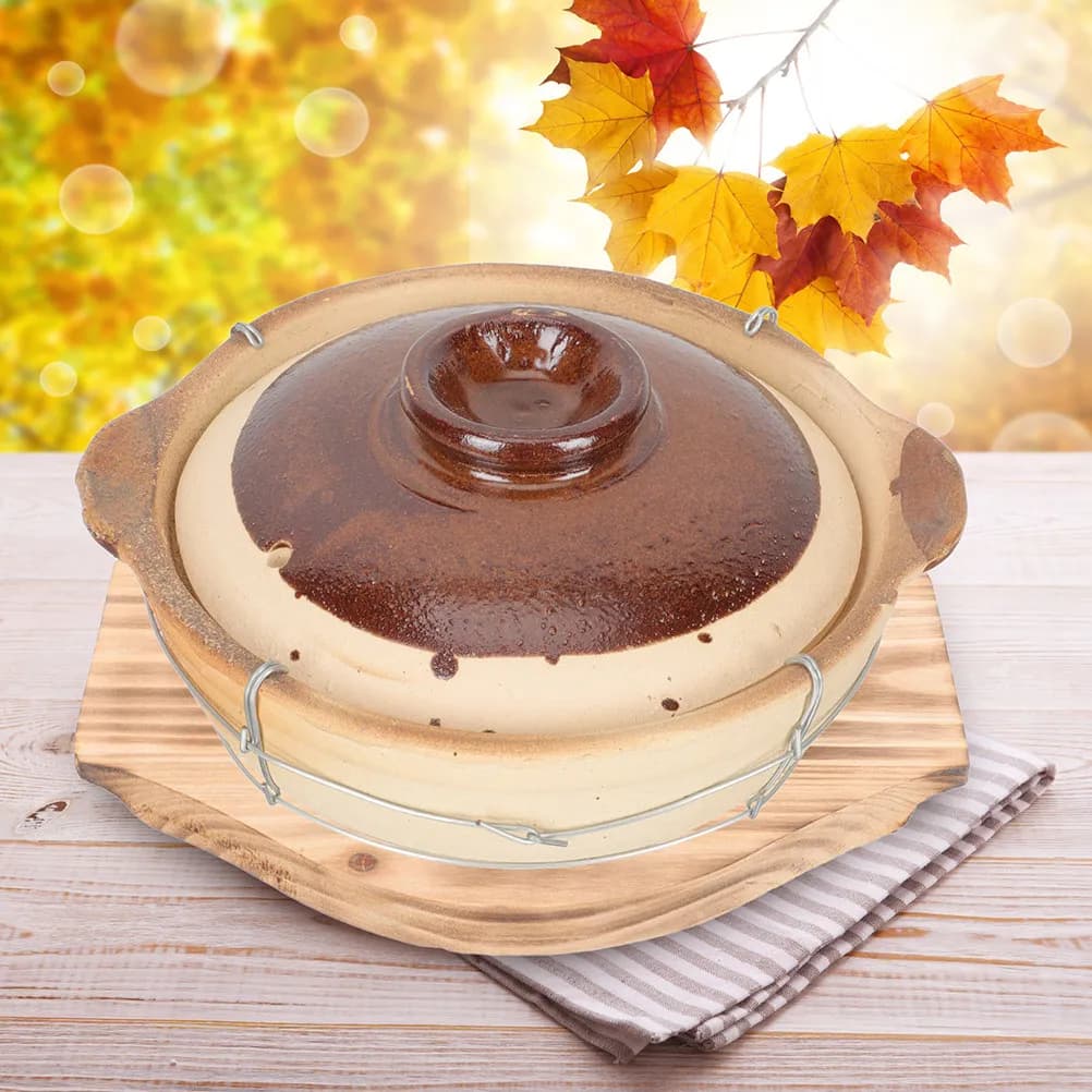 Set di 2 Cuscini Resistenti al Calore in Pietra, Supporto per Pentole in Legno, Tappetino per Cucina da Campeggio, Bibimbap, Hot Pot, Pizza, da Tavolo