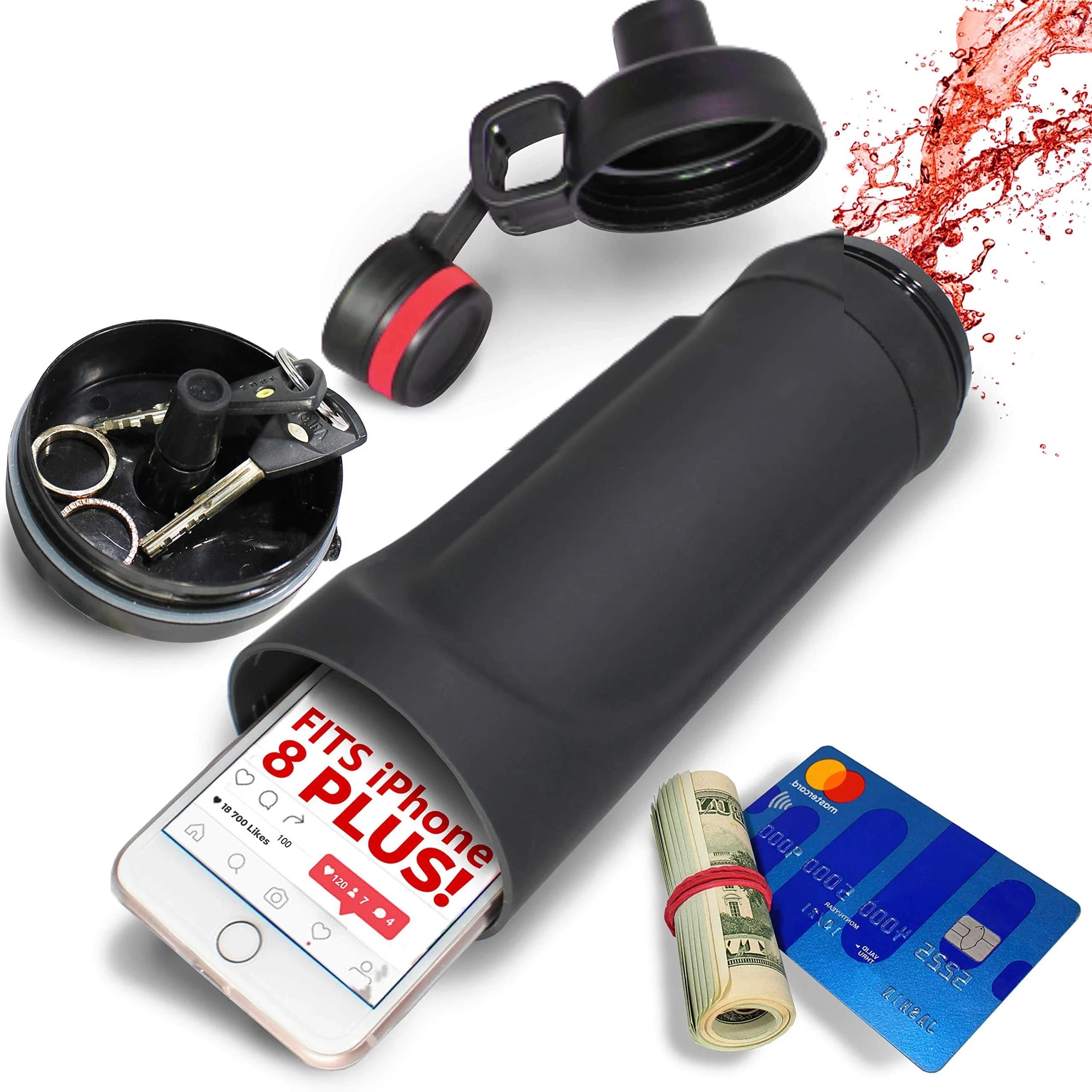 Bottiglia d'acqua con scomparto segreto tasca sicura per telefono segreto nascondere Stash Pill Organizer tazza di plastica regalo a sorpresa per soldi nascosti