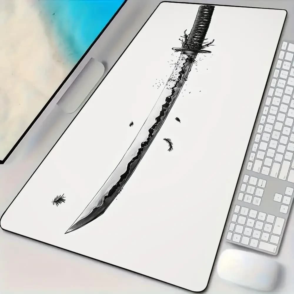 Tappetino per mouse dall'estetica minimalista giapponese, tappetino da scrivania antiscivolo, resistente, per ufficio e gaming, con bordi cuciti e stampa HD