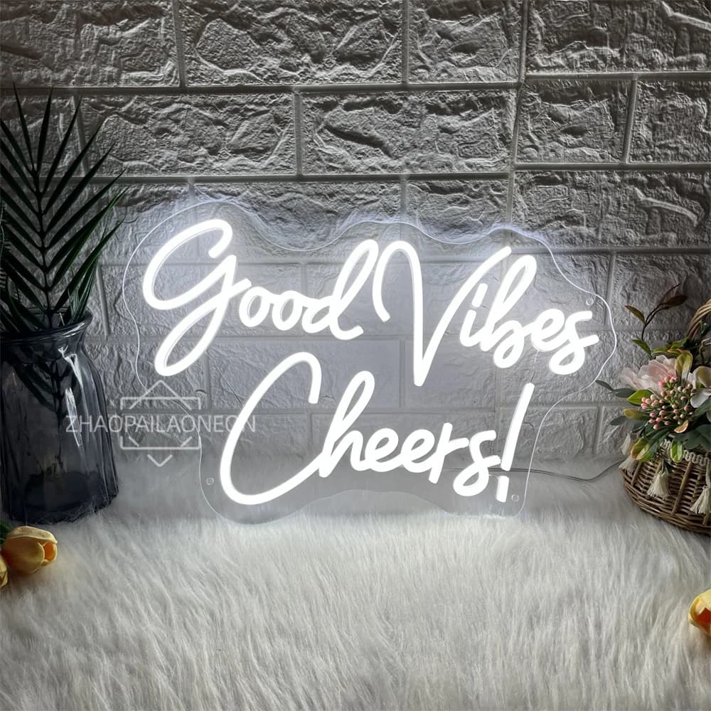 Good Vibe Cheers Insegna al neon per feste Ristoranti Decorazione caffè Luce da parete a LED Sala Party Bar Club Pub Decor Insegne al neon