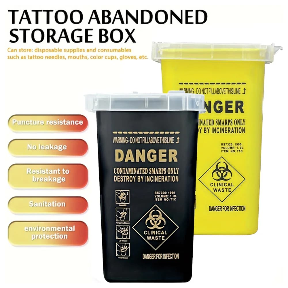 Scatola per rifiuti per tatuatore Contenitore per forniture mediche in plastica Contenitore per aghi per piercing per tatuaggi Smaltimento per oggetti taglienti Contenitore per tatuaggi