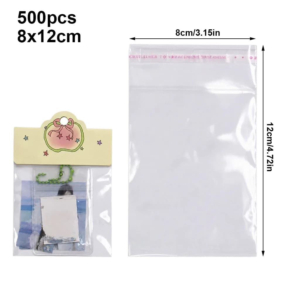 500Pcs Transparent OPP Self Adhesive Bags Self Adhesive OPP Transparent Cellophane Bags Small Dustproof