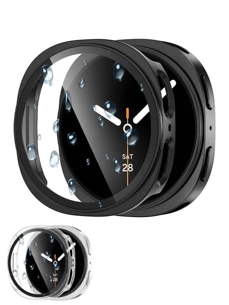 Cover per Samsung Galaxy watch 8 Custodia 44mm 40mm Protezione schermo in vetro temperato + paraurti per PC Galaxy watch 8 Accessori protettivi