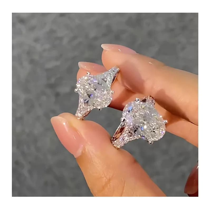 Anello a Forma di Uovo di Piccione Gypsy Placcato in Platino, Lussuoso Anello Premium con Diamanti, Anello a Forma di Uovo di Piccione Gigante Squisito