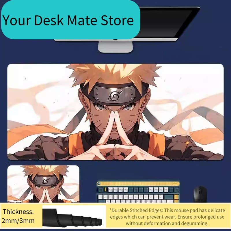 Nuovo Tappetino per Mouse in Pelle Anime per Ragazzi, Tappetino Antiscivolo Oversize Naruto, Tappetino da Tavolo per Ufficio, Tappetino per Tastiera da Gaming E-sports