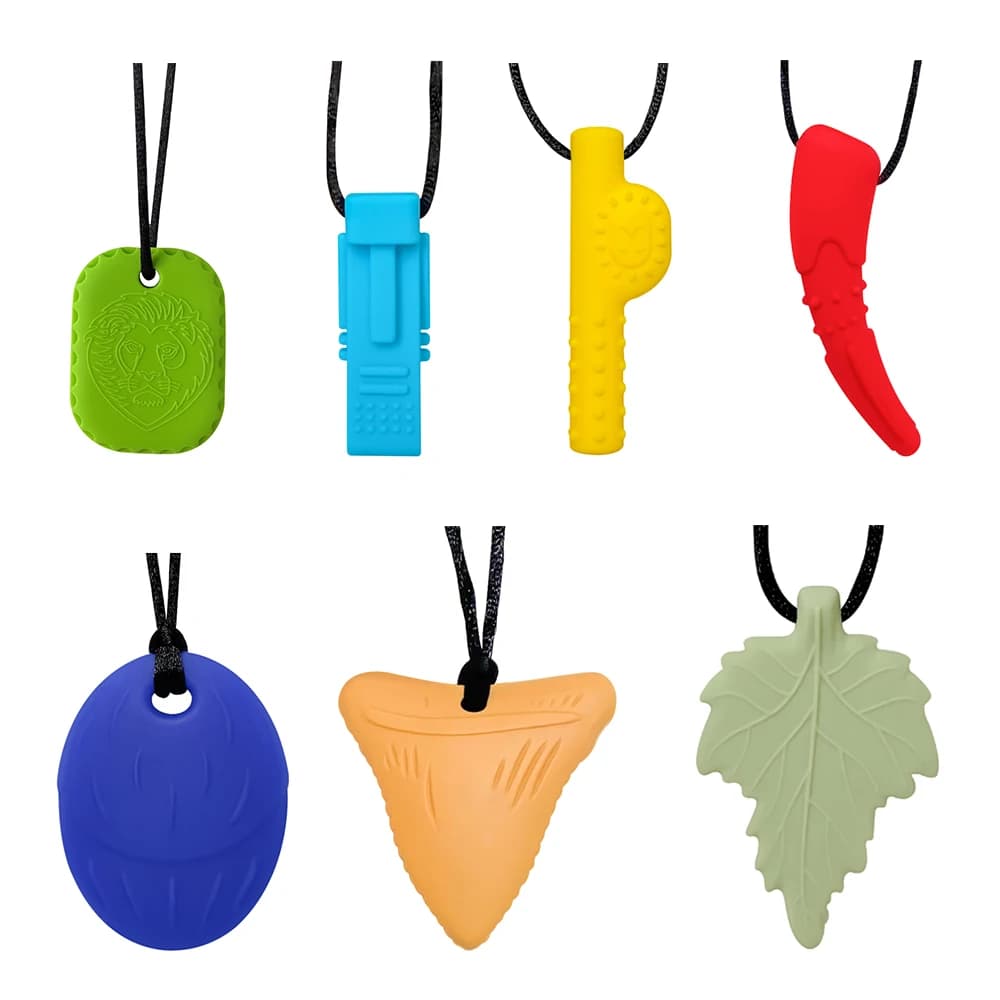 1 pz massaggiagengive in silicone per bambini building block collana da masticare sensoriale da masticare molare ciondolo motore orale giocattolo per ADHD ragazzo regalo