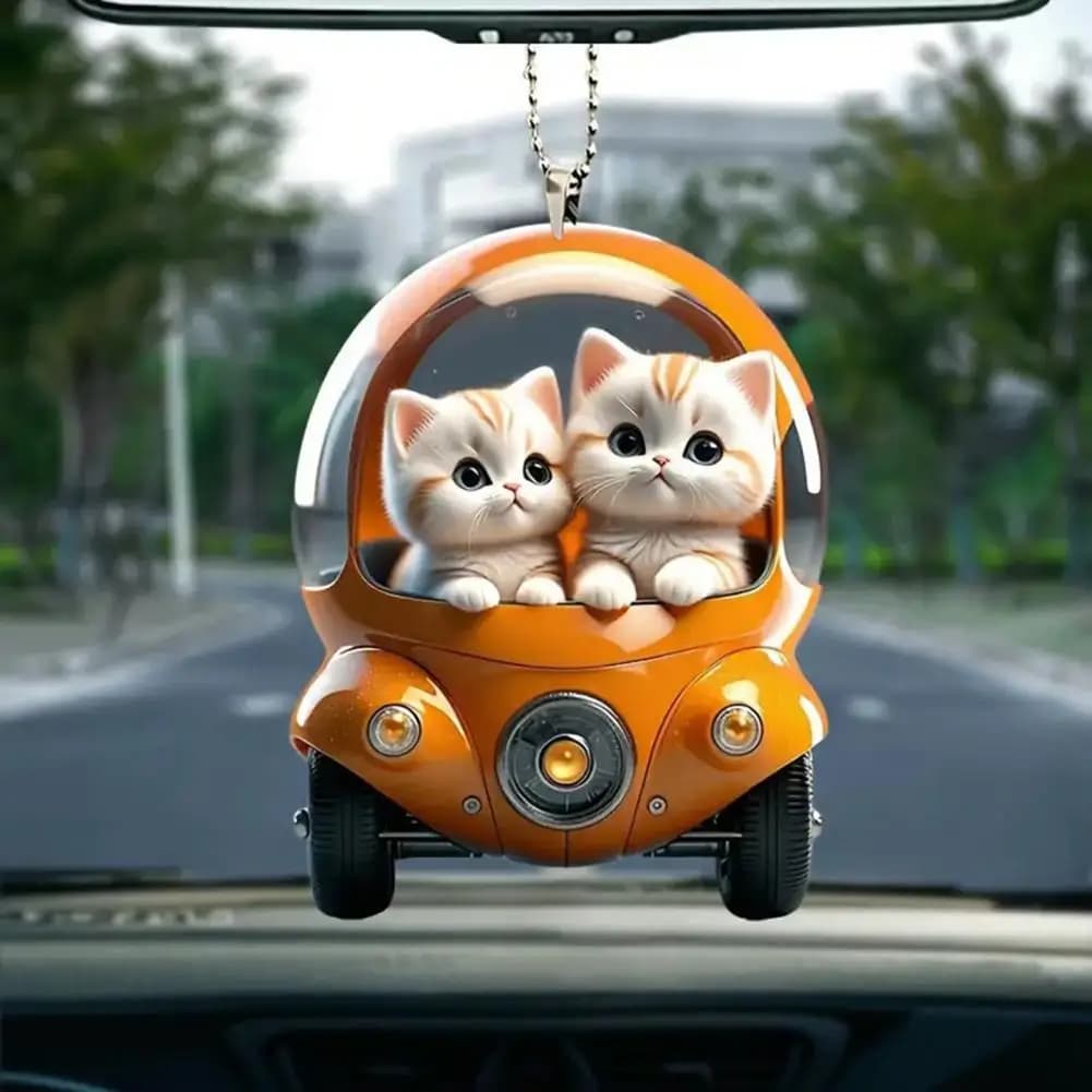 Ciondolo per gatti Ornamento per auto Appeso Animale Gatto Specchietto retrovisore Appeso Decor Acrilico Fascino per auto Festa Festival Regalo per gli amanti dell'auto
