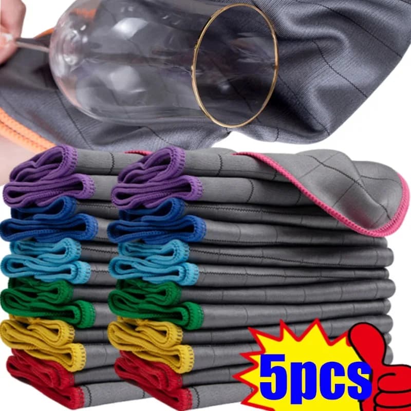 1-5pcs Fiber Carbon Fiber Multi-Function Car Towel Dishcloth Auto Glass Cloth Water Absorbent Non-Stick Oil Cleaning Cloth Tool