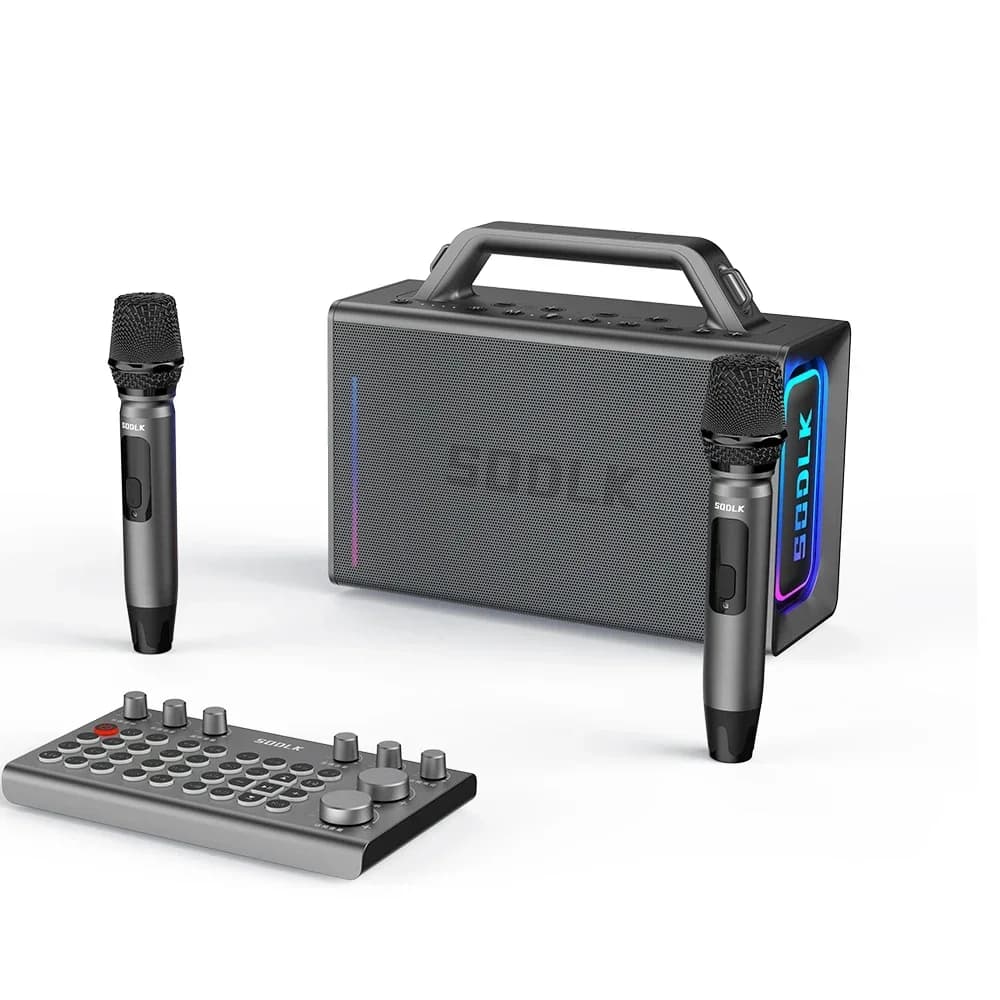 SODLK S1116 200W Portable Karaoke Machine With Mixer Combo And 2 Wireless Microphones For Adults Instrument PA System For Party